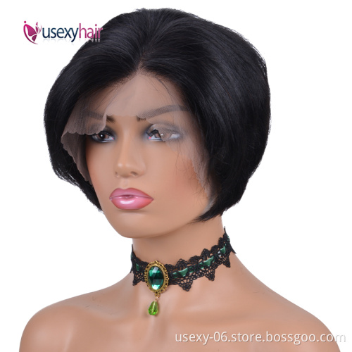 wholesale pixie cut short u part ombre human hair lace wigs 100% virgin brazilian human hair wig straight pixie wig